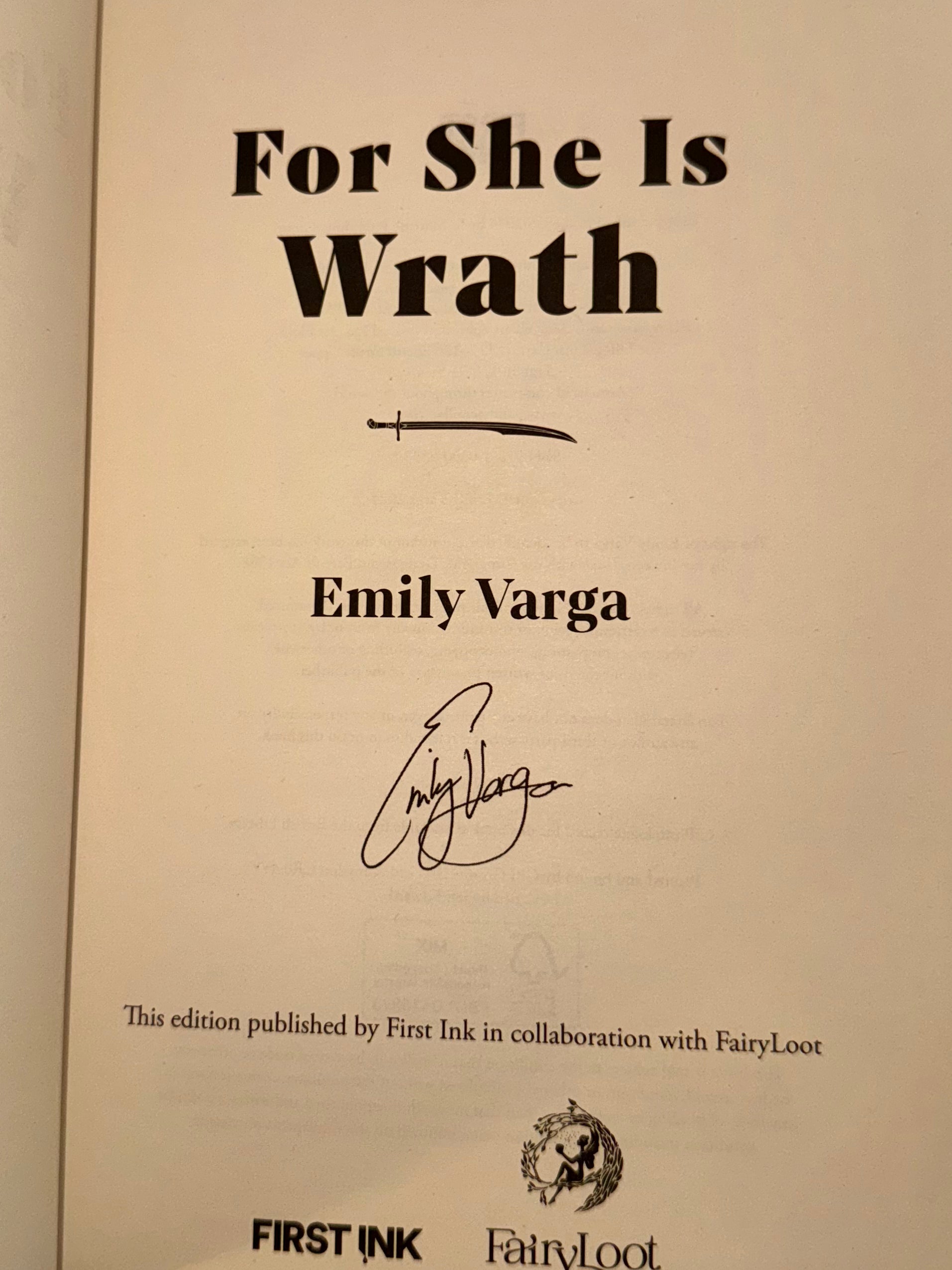 For She Is Wrath (Signed, Special Edition) by Emily Varga