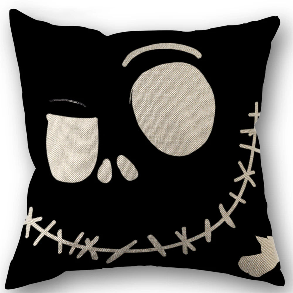 Hollow Skull Linen Square Throw Pillow
