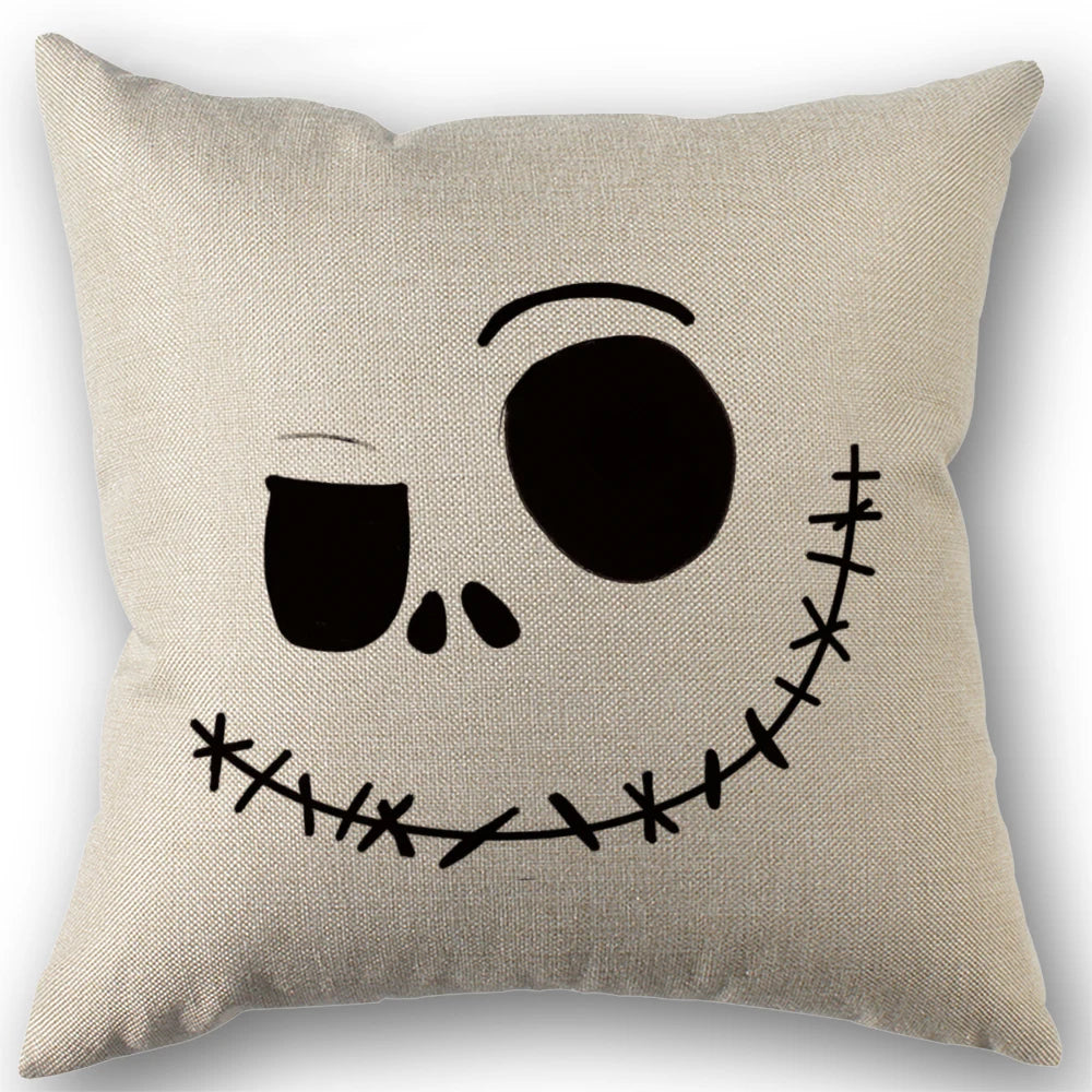 Hollow Skull Linen Square Throw Pillow