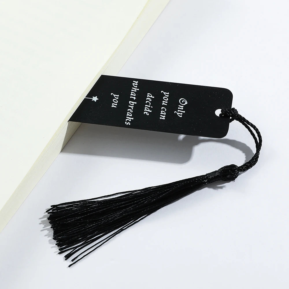 Acotar Mountain Moon Bookmark - Black Stainless Steel Tassel Bookmark