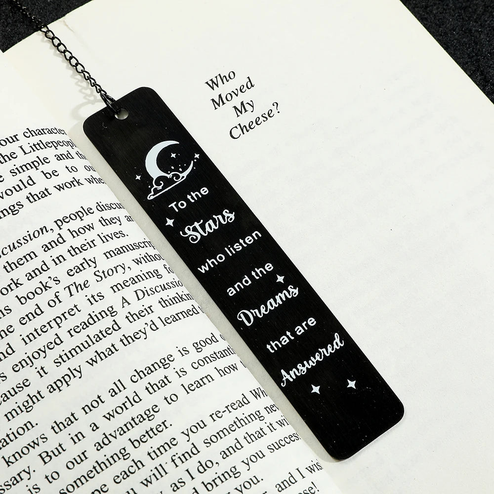 Acotar Women's Inspirational Black Stainless Steel Pendant Bookmark