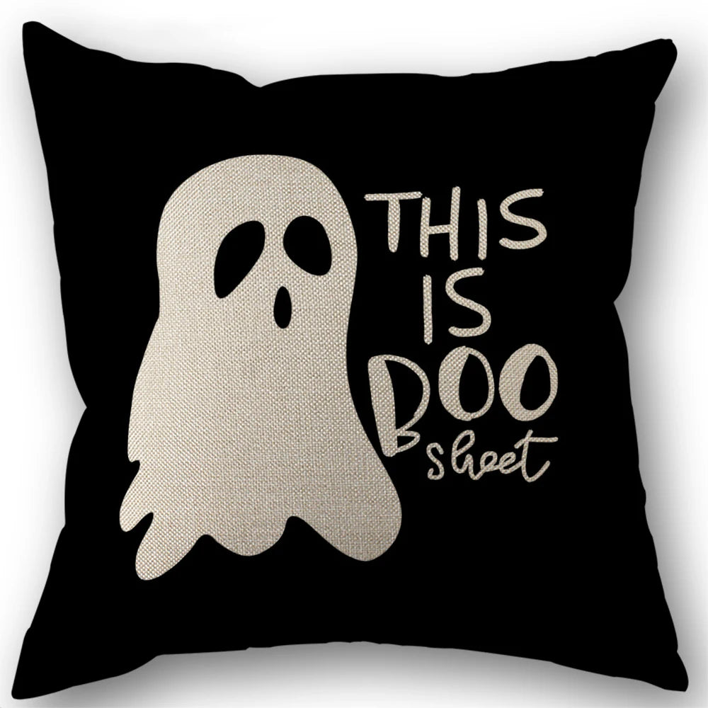 Hollow Skull Linen Square Throw Pillow