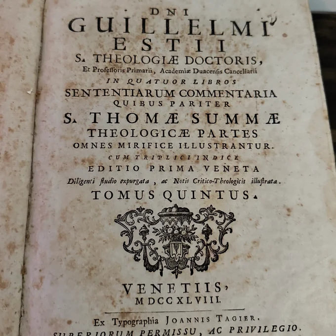 1748 “Sententiarum Commentaria” by Guillelmi Estii (William Estius)